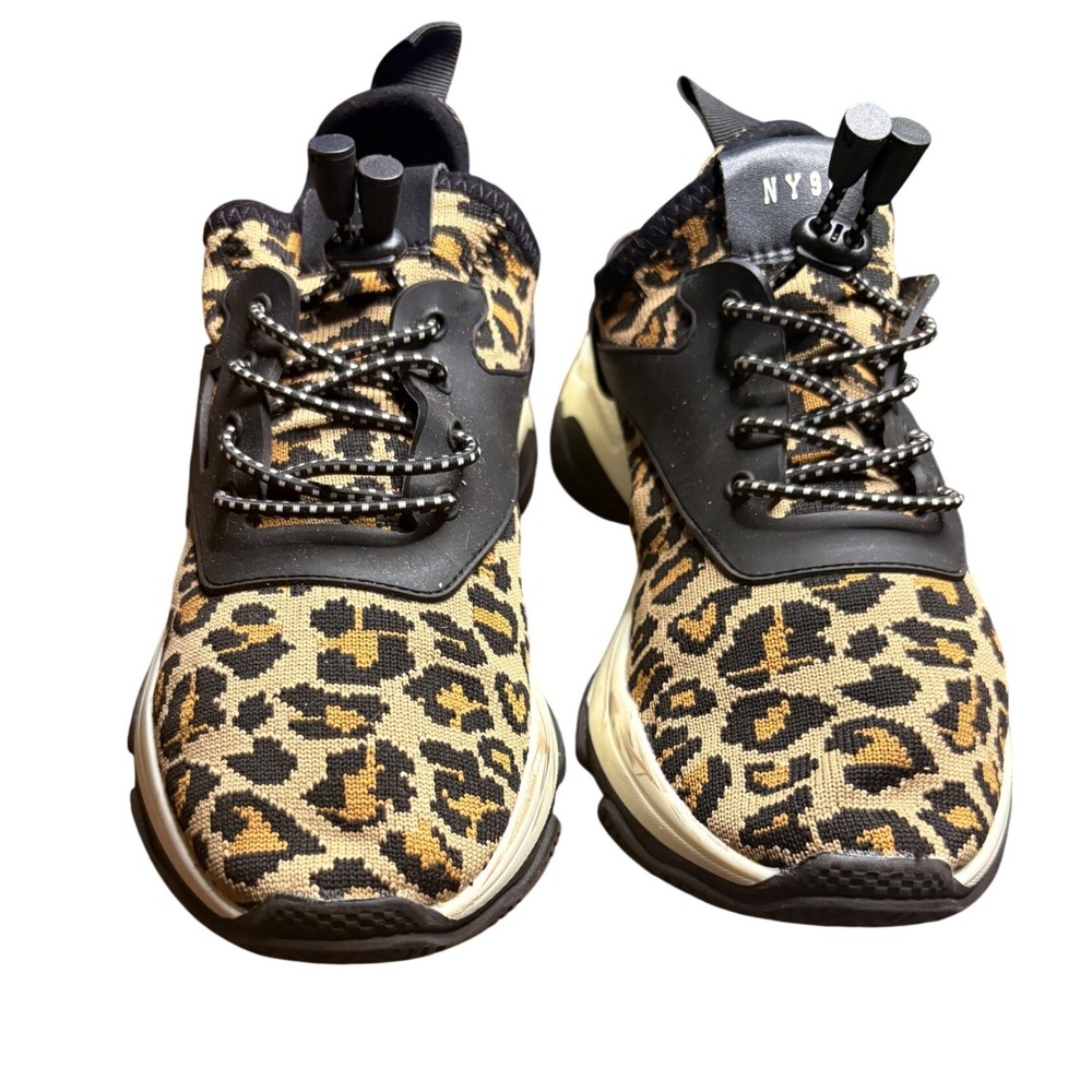 Steve Madden NY90 Leopard Print Chunky Platform Sneakers Womens Tan Black